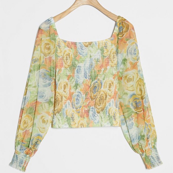 Anthropologie Tops - NWT ANTHROPOLOGIE ROUEN TOP YELLOW MOTIF SZ L